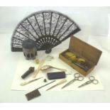 A SELECTION OF 19TH CENTURY COLLECTABLES to include an Art Nouveau EPNS pin cushion, turned wood