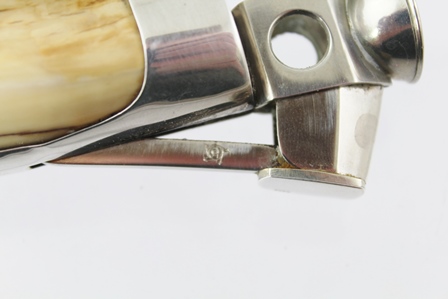 A SILVER COLOURED METAL MOUNTED TUSK FASHIONED WITH A CIGAR CUTTER, stamped .925 - Image 4 of 5