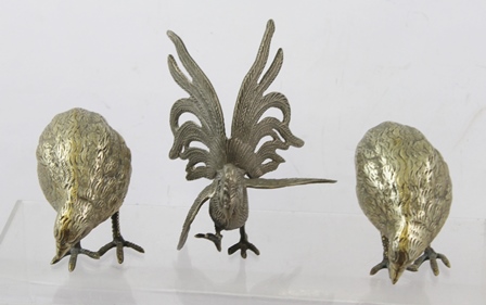 A COLLECTION OF EPNS BIRD FORM TABLE ORNAMENTS including a pair of pheasants, grouse, cock - Image 2 of 6