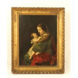 IN THE MANNER OF SIMON VOUET Madonna with Child, Oil on panel, a small salon work possibly a 19th