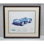 AFTER JOHN FRANCIS 'Jaguar D-type', limited edition colour print, signed by the artist, Stirling