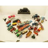 A QUANTITY OF MODEL VEHICLES including die-cast farm machinery and a Dinky Lady Penelope's FAB1 from