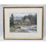 KENNETH BALINAM "Keswick", landscape with cottages, Oil on card, 24cm x 34cm, gilt framed and glazed