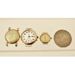 THREE GENTLEMAN'S WRIST WATCHES comprising; a pocket watch conversion in 9ct gold case, a 1950's