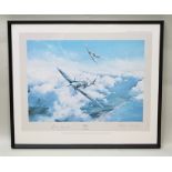 AFTER ROBERT TAYLOR Spitfire Aircraft in Flight, first edition print signed by Group Captain Sir