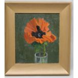 MIKE ABSOLON "Poppy Head", study, oil painting on board, signed, 29 x 25cm, in gilt frame