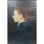 FOLLOWER OF JOHN SINGER SARGENT A profile portrait of a female with red hair, having head dress