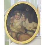 19TH CENTURY CONTINENTAL SCHOOL "Happy Children" oil on canvas, 82cm x 70cm in plain gilded frame