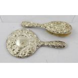 W I BROADWAY & CO A decorative silver mounted HAND VANITY MIRROR, Birmingham 1970 together with a