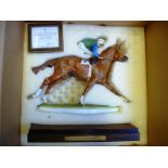 A ROYAL WORCESTER MODEL 'THE MINSTREL WITH LESTER PIGGOTT' limited edition 21/150 with certificate