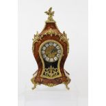 A 1980's HERMLE NEUCHATEL STYLE CASED BRACKET/MANTEL CLOCK, having walnut marquetry inlaid case, 8-