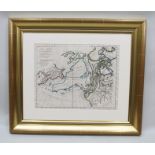 THOMAS JEFFERYS An 18th century hand coloured engraved map 'Carte Generale des Decouvertes de L'