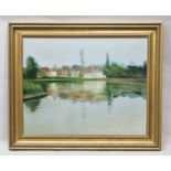 RICHARD EWEN 'Spread Eagle Hotel, Midhurst' with water in the foreground, oil on canvas, signed