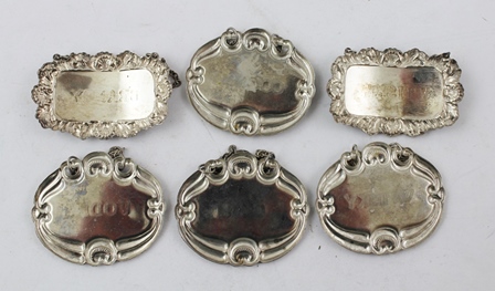 A SELECTION OF SIX ENGRAVED AND PRESSED PLATED DECANTER LABELS, "Whisky", "Whiskey", "Cognac", " - Image 2 of 2