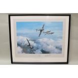 AFTER ROBERT TAYLOR Hurricane Aircraft in Flight, first edition print signed by Wing Commander RR