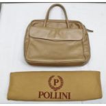 A POLLINI ITALIAN BEIGE LEATHER HANDBAG, in outer protective maker's cloth bag, in outer