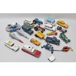 A BOX OF ASSORTED CORGI TOYS DIE-CAST MODELS including; Massey Ferguson Tractor and trailer, Fordson