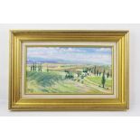 LAURENCE DINGLEY A late 20th century landscape view, presumably of Northern Italy, with remote