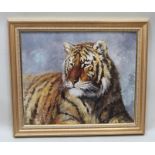 SILVIA DURAN 'Tiger', oil on canvas, signed in gilt frame, 48cm x 59cm