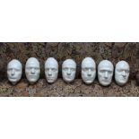 SEVEN VARIOUS ROYAL SHAKESPEARE COMPANY ACTOR'S FACE MASKS, cast from life during the Millennium "