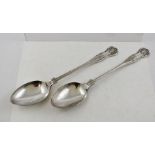 A PAIR OF LATE 20TH CENTURY A1 SHEFFIELD PLATED "KINGS" PATTERN BASTING SPOONS