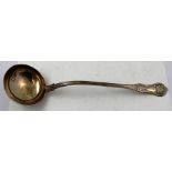 J** M** JRR. (Untraced) A GEORGE III IRISH SILVER QUEEN'S PATTERN PUNCH LADLE, with richly cast