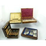 FOUR BOXED SETS/PART SETS OF PLATED FLATWARE AND CUTLERY to include; a set of mother of pearl