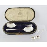 CHARLES FLETCHER & SON A PAIR OF SILVER RAT TAIL PATTERN FRUIT SPOONS, Sheffield and a PAIR OF