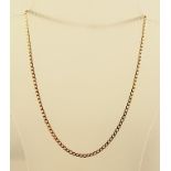 A FOREIGN GOLD COLOURED METAL HAMMERED FLAT LINK NECK CHAIN with bolt ring clasp, 52cm long, 4g