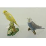 A BING & GRONDAHL PORCELAIN MODEL OF A BUDGERIGAR in typical blue.grey decoration, 10cms high