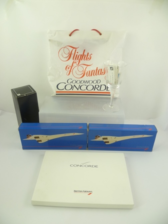 A SELECTION OF CONCORDE MEMORABILIA, comprising Flights of Fantasy folder with menu, Hotel de