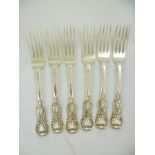 THOMAS SEWELL A SET OF SIX VICTORIAN SILVER TABLE FORKS, Kings pattern design, Newcastle 1870-71,
