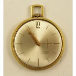 A 1970'S PILOT EBAUCHE CALIBRE ROLLED GOLD DRESS POCKET WATCH having seventeen jewel keyless cover