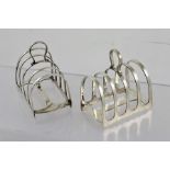 JAMES DIXON & SONS TWO SILVER FOUR SLICE TOAST RACKS each of flat wire construction with central