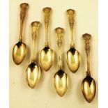 CHARLES BOYNTON A SET OF SIX "KINGS" PATTERN SILVER TEASPOONS, monogrammed "W", London 1870, 220g