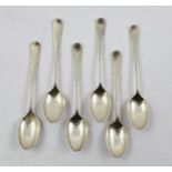 RODGERS & SONS A SET OF SIX SILVER FEATHER EDGE COFFEE SPOONS, unengraved, Sheffield 1921, 90g.