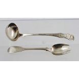 PHILIP GRIERSON A GEORGIAN SCOTTISH SILVER "QUEENS" PATTERN TODDY LADLE, monogrammed "M", Glasgow