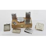 A SELECTION OF ITEMS, comprising a chromed Parker compact lighter, a silver cigarette case, a Ronson