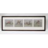 AFTER SNAFFLES "Landing his Wager", a set of four Prints mounted within one oak frame, published