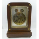 A JUNGHANS EARLY 20TH CENTURY MAHOGANY CASED BRACKET CLOCK, having 8-day chiming movement with brass