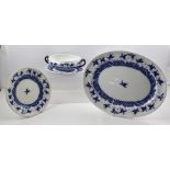 A QUANTITY OF 19TH CENTURY MINTONS TABLE CERAMICS, decorated in cobalt blue "cranes in flight"