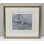 HERCULES BRABAZON BRABAZON (1821-1906) "Town with Tower", en grisaille Charcoal and Chalk Drawing,