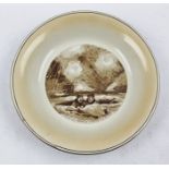 A GRIMWADES POTTERY BOWL sepia transfer decorated with a trench scene, by Bairnsfather entitled '