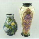 A MOORCROFT BALUSTER VASE, "Foxglove" pattern, impressed and painted factory marks to base, 20.5cm