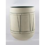 LOUISE DARBY A LATE 20TH CENTURY STUDIO POTTERY CYLINDER VASE incised with Roman numerals and