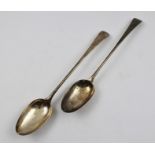 THOMAS & WILLIAM CHAWNER A PAIR OF GEORGE III SILVER BASTING SPOONS, crested with a horse head