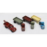 A DINKY TOYS 33 SERIES MECHANICAL HORSE TRAILER and two other similar together with 30 series pre-