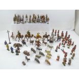 A QUANTITY OF "BRITAINS" AND OTHER PAINTED CAST LEAD EARLY 20TH CENTURY TOY SOLDIERS, FARM ANIMALS