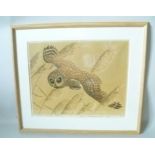 AFTER JOHN TENNENT "Short-eared Owl", a limited edition colour Print no. 54/75, signed, inscribed