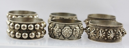 THREE PAIRS OF ASIAN SILVER NAPKIN RINGS with decorative designs - Image 2 of 2